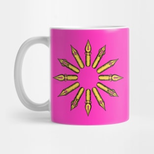 Dip Pen Nibs Circle (Magenta and Yellow) Mug